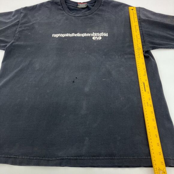 Y2K HTF Split RATM Limp Bizkit Korn Kid Rock Nu Metal Rock Bands T-Shirt FLAWS - Picture 12 of 13